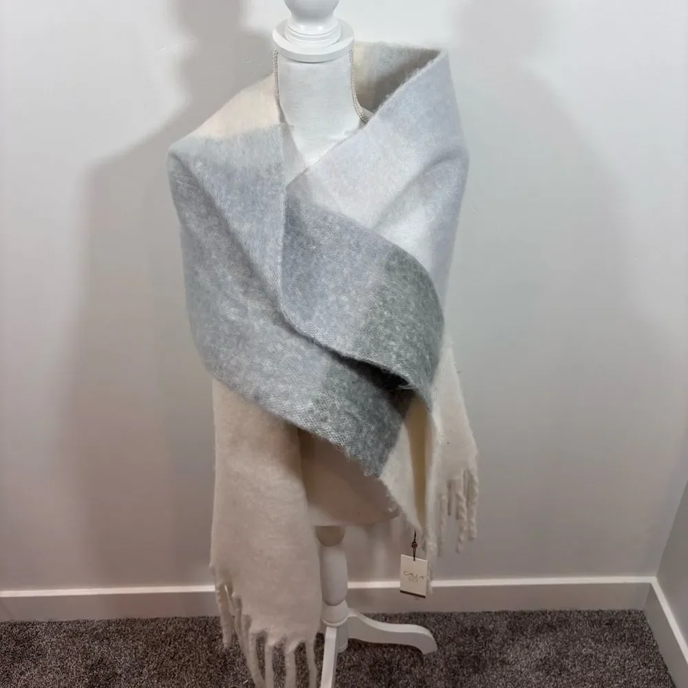 CALIA Women's Luxe Scarf NEW Grey Stripe
